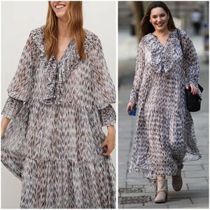 Mango Voluminous Ruffle Dress New